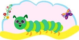 Kids gardening - caterpillar smiling