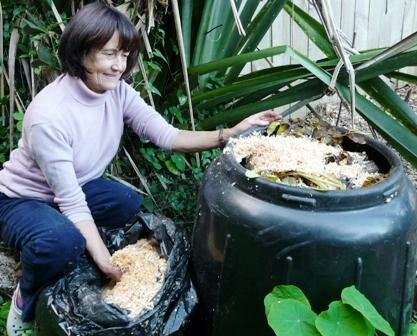 Adding sawdust to compost